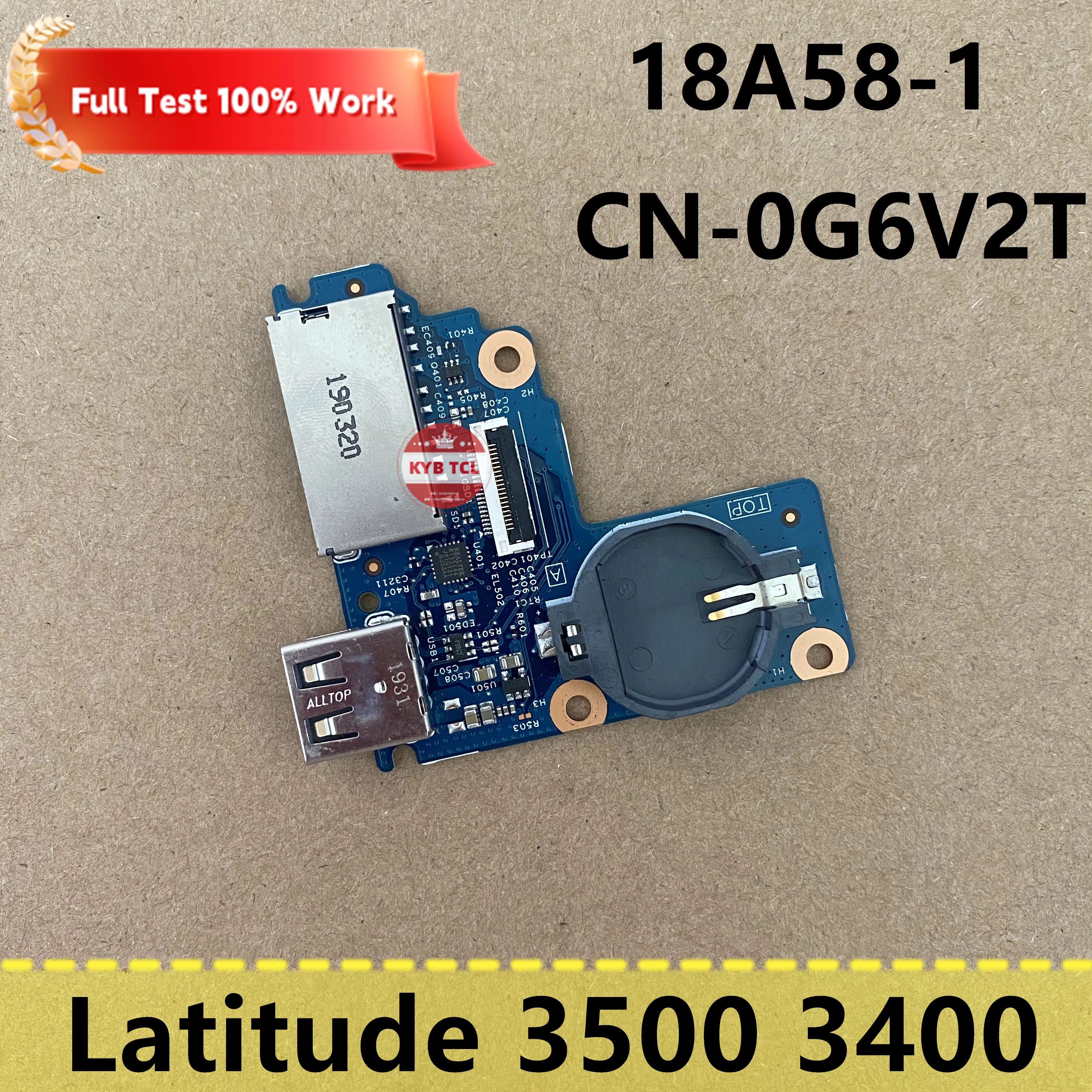 لوحة بطاقة SD USB أو دفتر ملاحظات كابل Dell Latitude ، 18a581 ، 0G6V2T ، 0368DC ، G6V2T ، 368DC ، قارئ