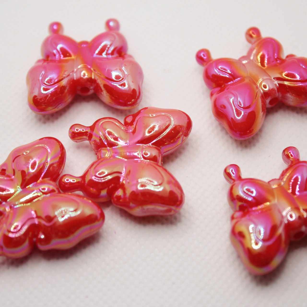 Premium UV Finished Butterfly Beads Double Hanging Structure Fashion Loose Beads for Handmade Jewelry Craft Decoration