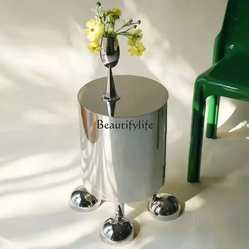 

Modern Coffee Table Stainless Steel Simple Design Side Table Storage Bucket Sofa Table Bedroom Bedside Living Room Furniture