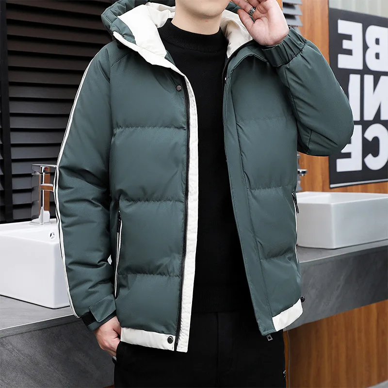 Winter Men's Thickened Warm Fashion Padded Jacket Loose Handsome Versatile Hooded Coat Male Casual Cold-proof Wadded Jacket