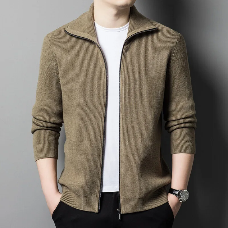 

Men'S Wool Sweater 23 Autumn Winter New Versatile Solid Color Knitted Cardigan Turn-Down Collar Trendy Fashion Men'S Wool Sweate