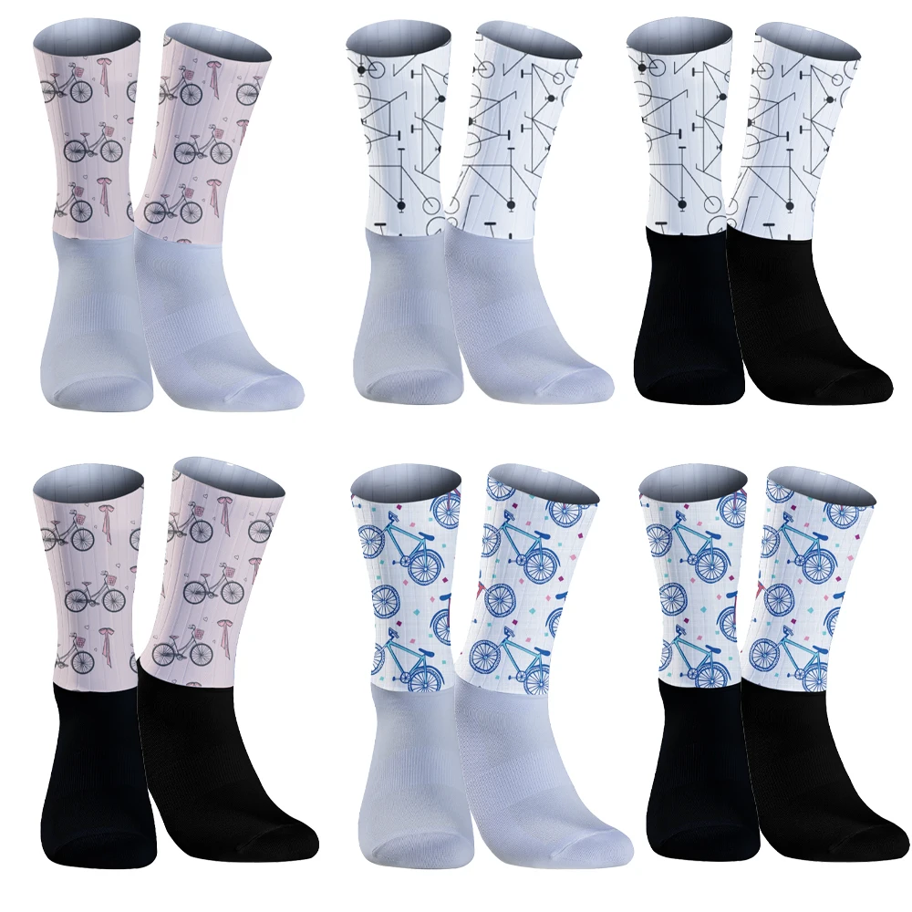 Respirável Non-Slip Silicone Socks, Aero Sports Bike Socks, verão, legal