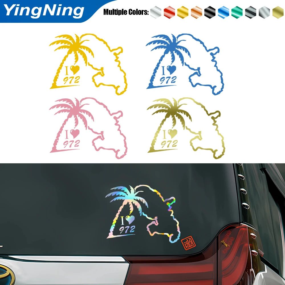 Martinique Map 972 Car Sticker I Love 972 Palm Tree Vinyl Decal Reflective Holographic Laser Auto Window Decor Car Accessories