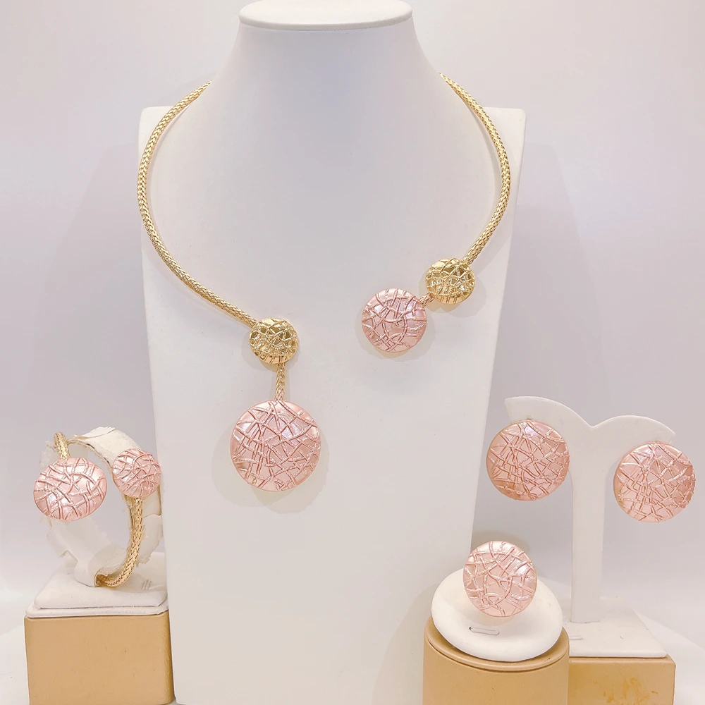 Brazilian women's jewelry set necklace earrings bracelet ring lightweight jewelry  gift