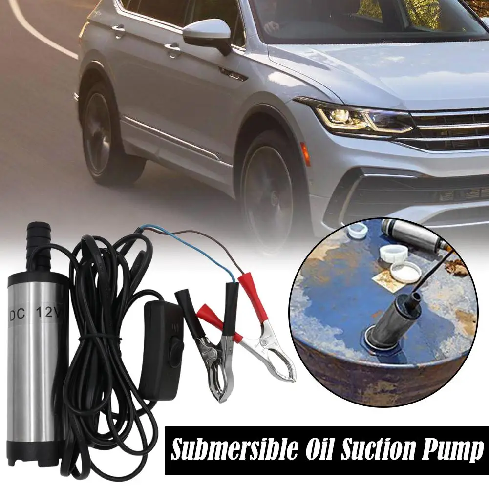 Portable 12V DC Diesel Pump, 38mm professional Submersible Oil Transfer Pump with On/Off Switch & Alligator Clips for Car, Boat - view 2