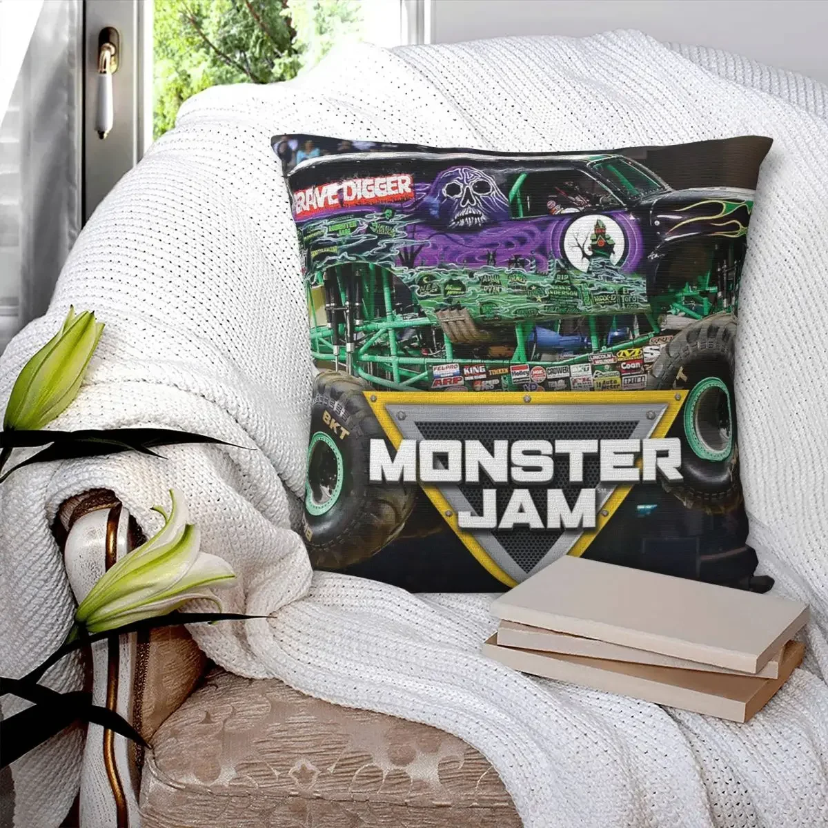 

Classic Monster Jam Pattern Square Pillowcase Pillow Cover Polyester Cushion Decor Comfort Throw Pillow for Home Sofa