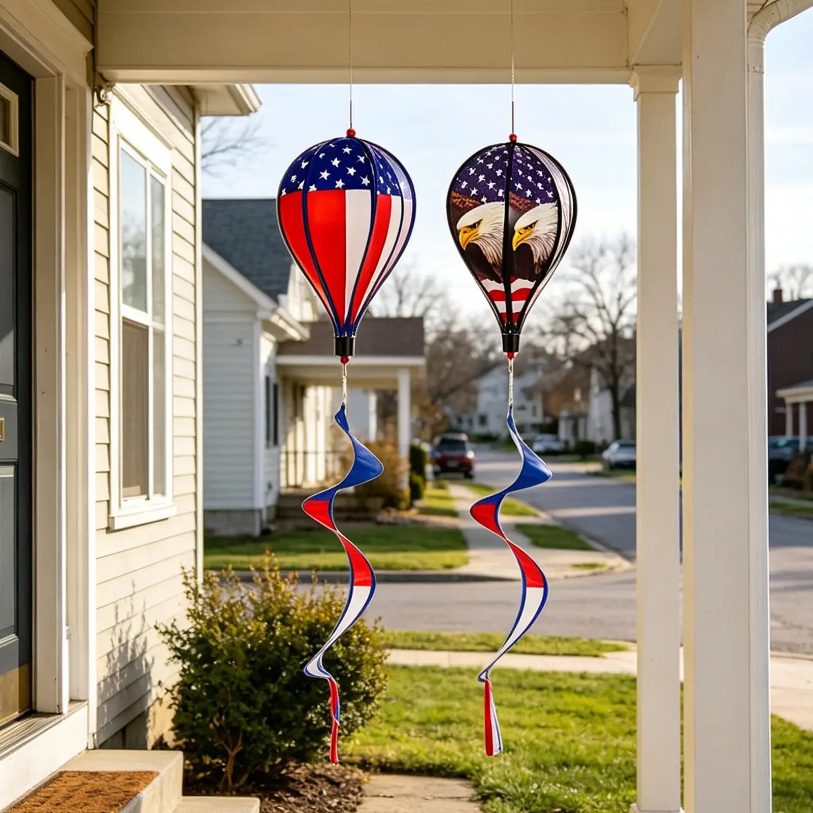 2pcs Hot Air Balloon Wind Spinners Hot Air Balloon Windmill 43 Inches Yard Spinners decoration For Patio Porch Window Balcony