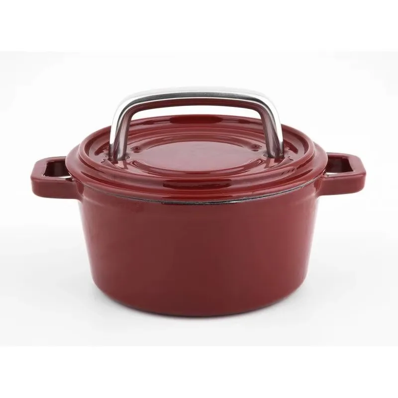 Charming and durable Dutch oven cast iron enamel casserole with stainless steel lid handle round premium looking cookware
