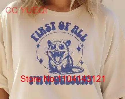 

Футболка в стиле ретро Possum First Of All I'm A Delight, винтажная синяя, комфортные цвета, большие размеры, забавные женские