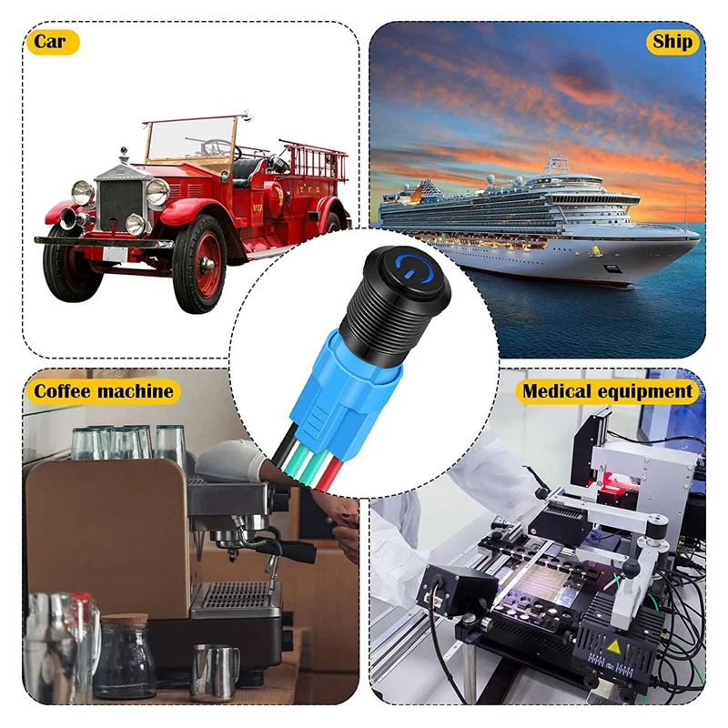 مفاتيح زر ضغط مستديرة مقاومة للماء ، مفاتيح إغلاق ، تشغيل وإيقاف ، 6 من من من من ومن 12