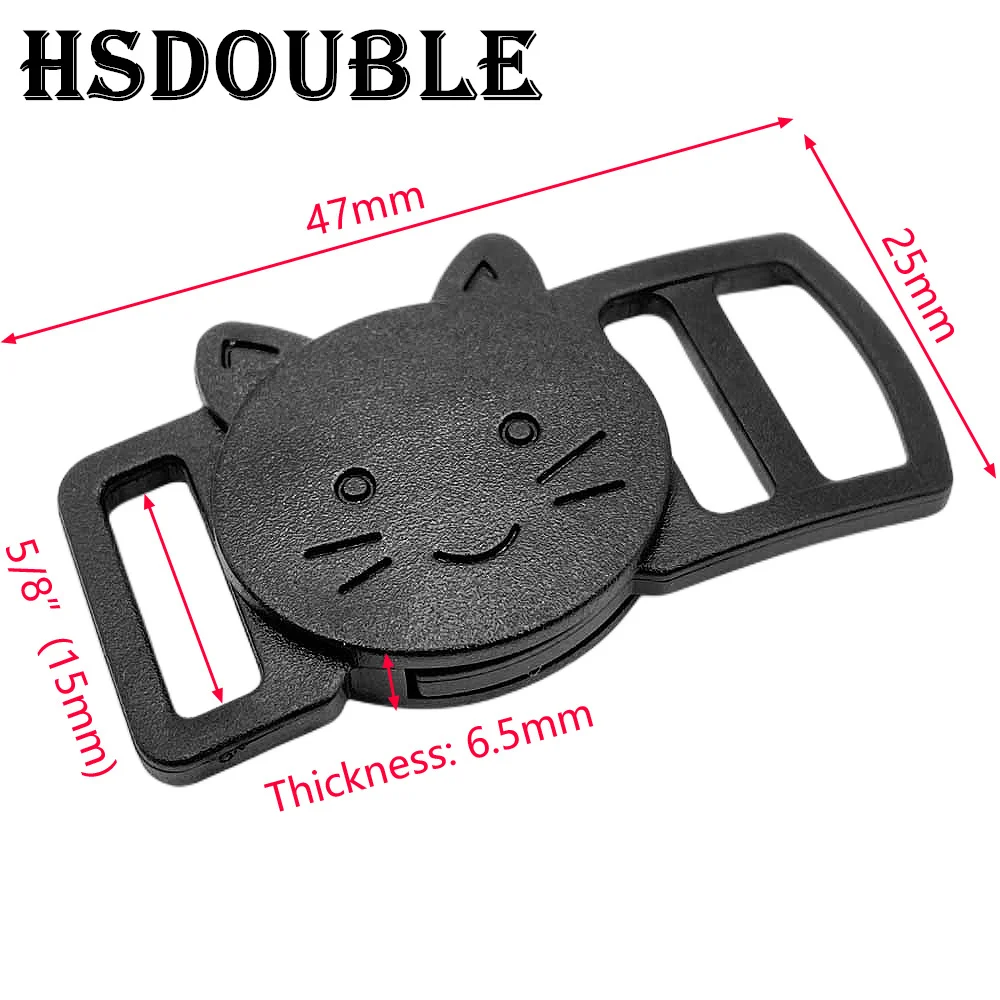 100Pcs/Pack 10mm/15mm Plastic Curved Cat-Head Safty Breakaway Buckle Black Cat Collar Paracord Webbing Apparel Accessories