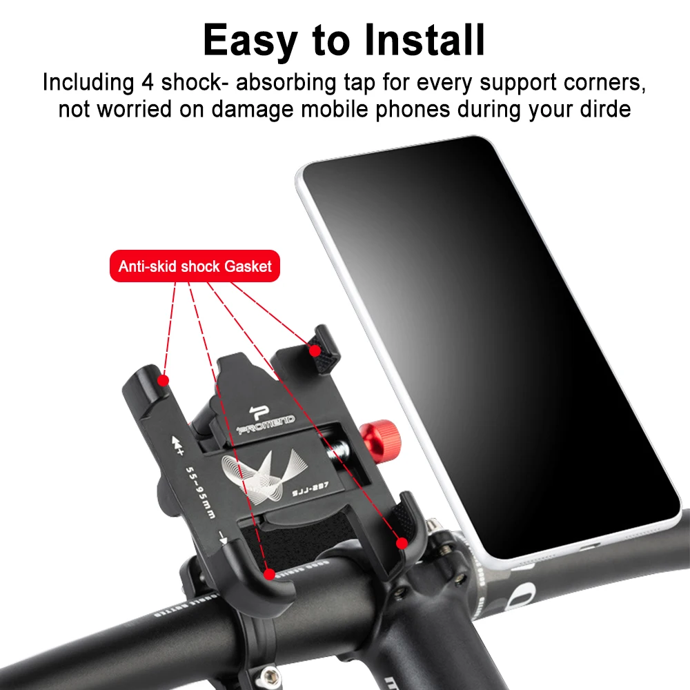 Uniwersalny uchwyt na telefon rowerowy i motocyklowy Aluminiowy uchwyt na kierownicę rowerową Regulowany antypoślizgowy uchwyt na telefon iPhone 15 Samsung S22 S21 — zdjęcie produktu 4
