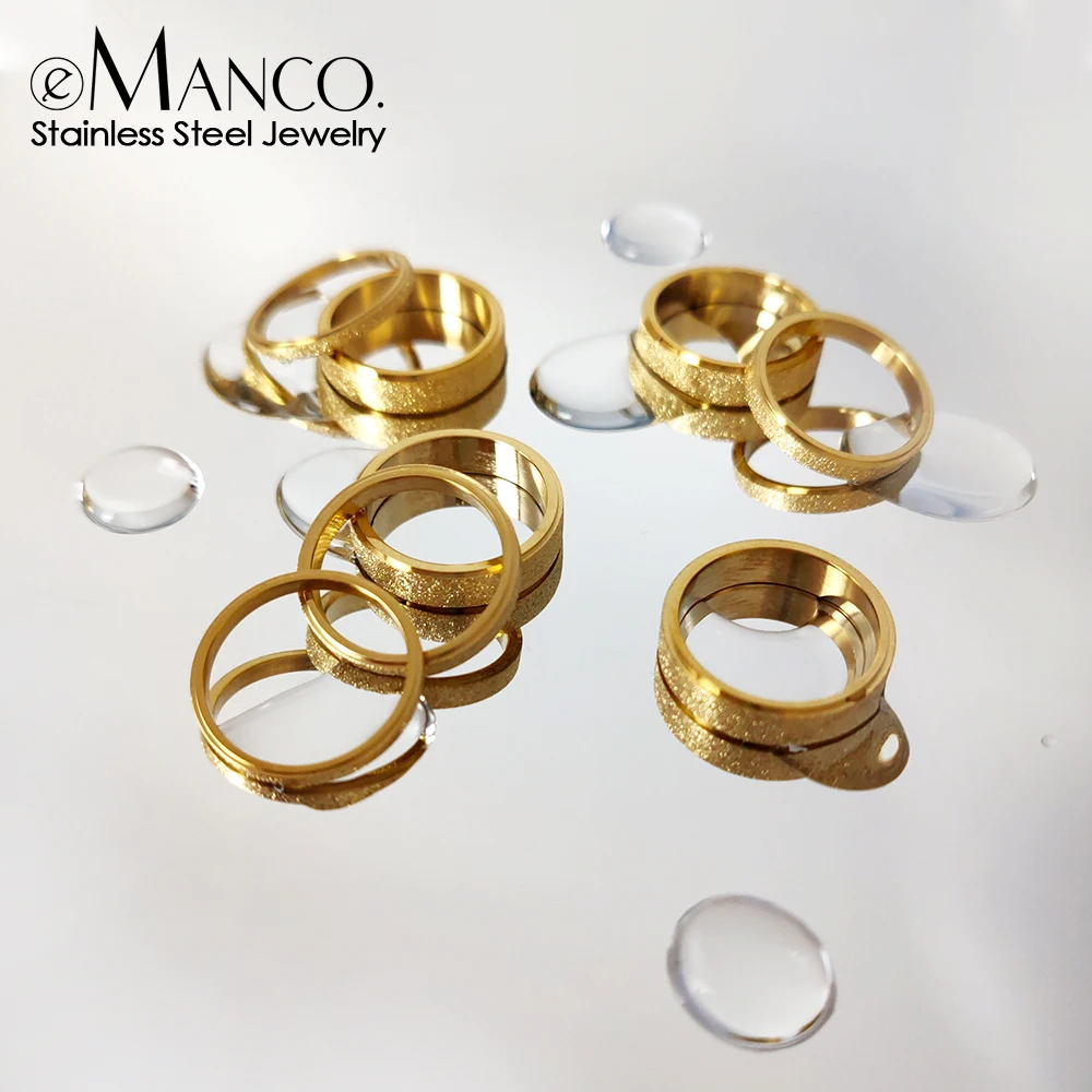 eManco prosty peeling ze stali nierdzewnej pierścionki damskie złoty kolor dla dziewczynki Fine Jewelry 2/3/5MM szerokość prezent hurtowo