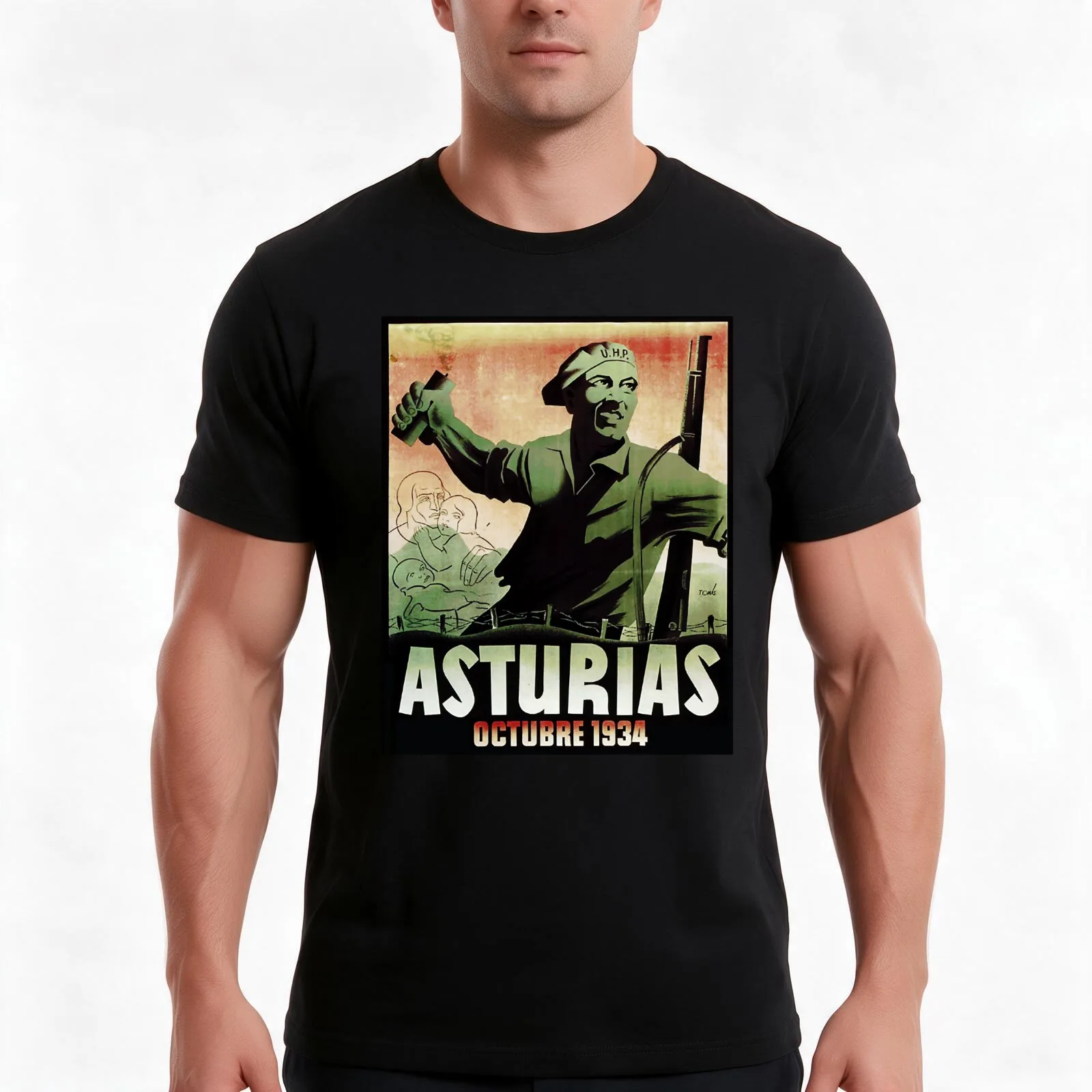 ASTURIAS OCTOBER 1934 T-Shirt, Summer Casual Cotton Tee, Oversized Streetwear Tops, Vintage Graphic Print, Unisex Men Women
