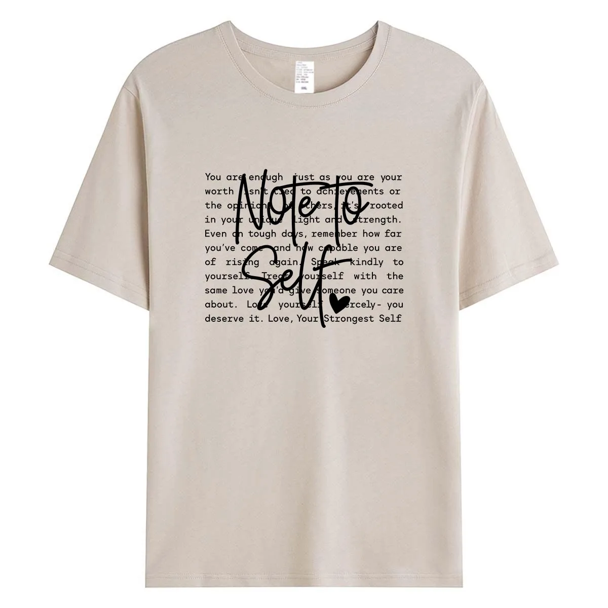 Note To Self You Are Enough Women T-Shirt Self Love Mental Health Quote Graphic Tee Positive Summer Cotton Tops Casual