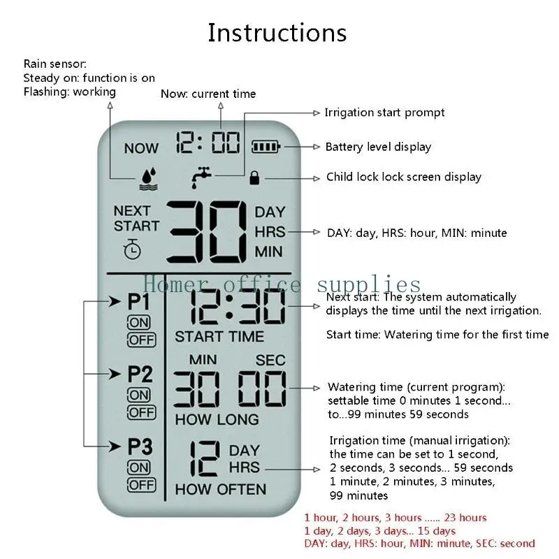 K43B حديقة سقي مؤقت الإلكترونية نظام تحكم الري التلقائي في الهواء الطلق #3