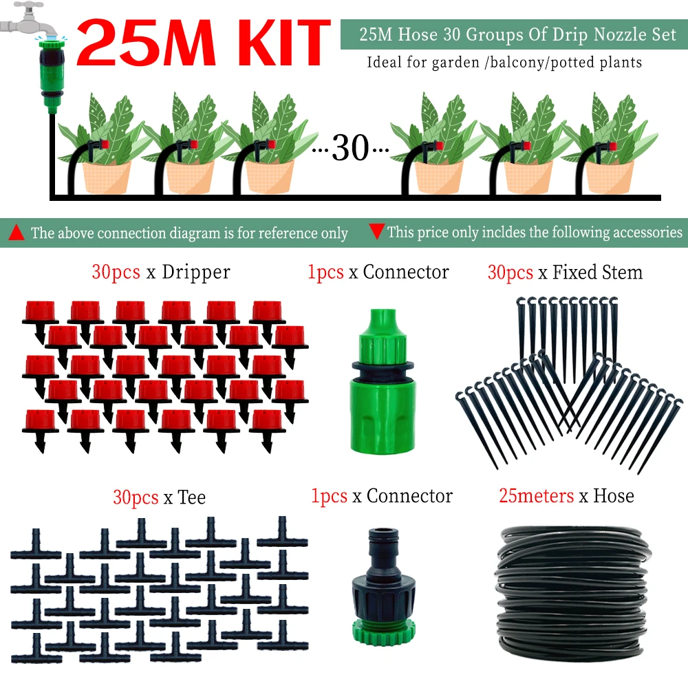 Kas 10M-30M Diy Druppelirrigatiesysteem Automatische Watering Tuinslang Micro Drip Watering Kits Met Verstelbare druppelaars