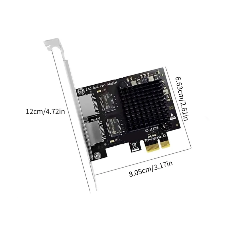 QXNF 2,5 Gbit/s Ethernet PCIE3.0X1 Karte PCIExpress PCIE3.0 Netzwerkkarte 2500 Mbit/s Doppelter RJ45-Port-Adapter