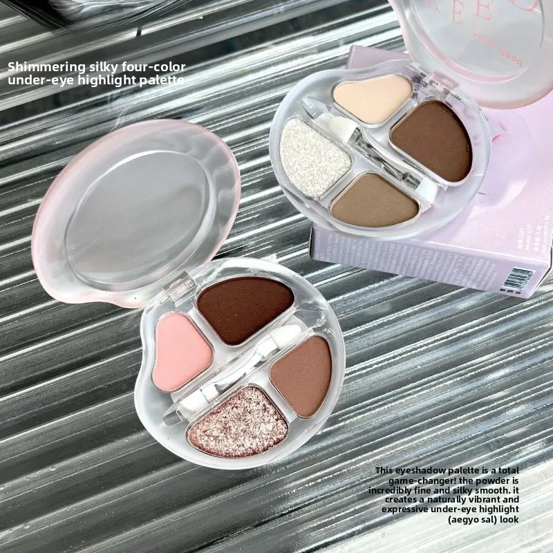 

Quad Eyeshadow Palette, Multi-Use Silk-Finish Highlighter, Brightening & Contouring Long-Lasting, Natural-Looking Color Makeup