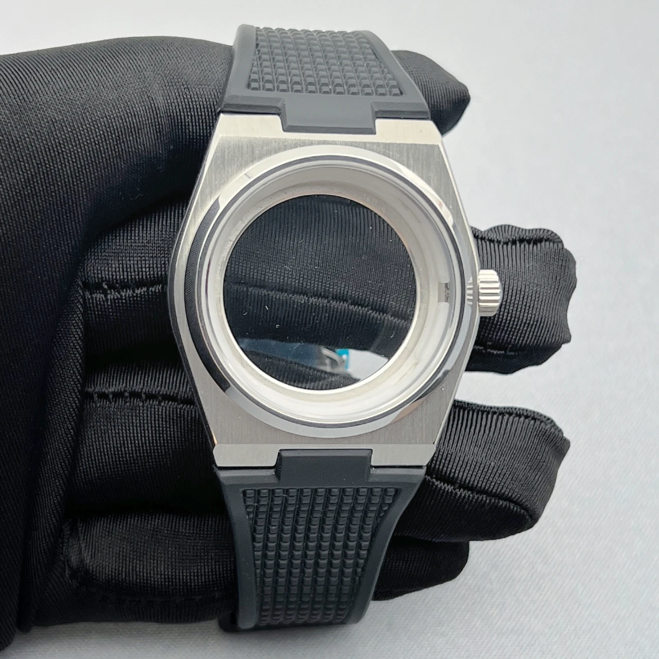 New NH35 Rubber Strap+Case, Watch Accessories, Sapphire Mirror Suitable for 31.8mm or 28.5mm Dial