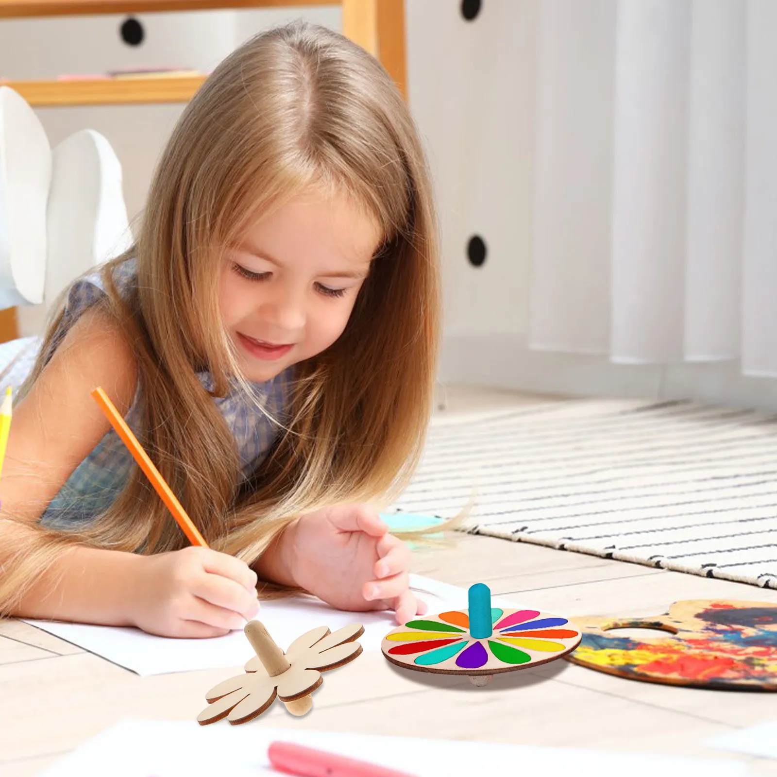 

Набор из 6 деревянных гироскопов-спиннеров для росписи, заготовки для поделок, материалы для детского творчества, деревянные гироскопы ручной работы для развития креативности