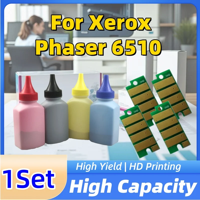 

1Set Colored Toner Cartridge Powder Reset Chip Kit Compatible for Xerox Phaser 6510 WorkCentre 6515 N Dn Dni 106R03488 93 94 95