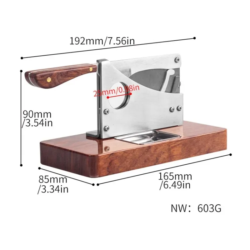 Stainless Steel Cigar Cutter Sharp Blade Solid Wood Desktop Cigar Cutter with Cigar Caps Trays Luxury Puro Scissors Living Room