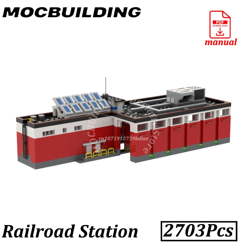 

Railway Station MOC Building Blocks City Street View Railway Home Brick Railroad Construction Accessories Toys Gift