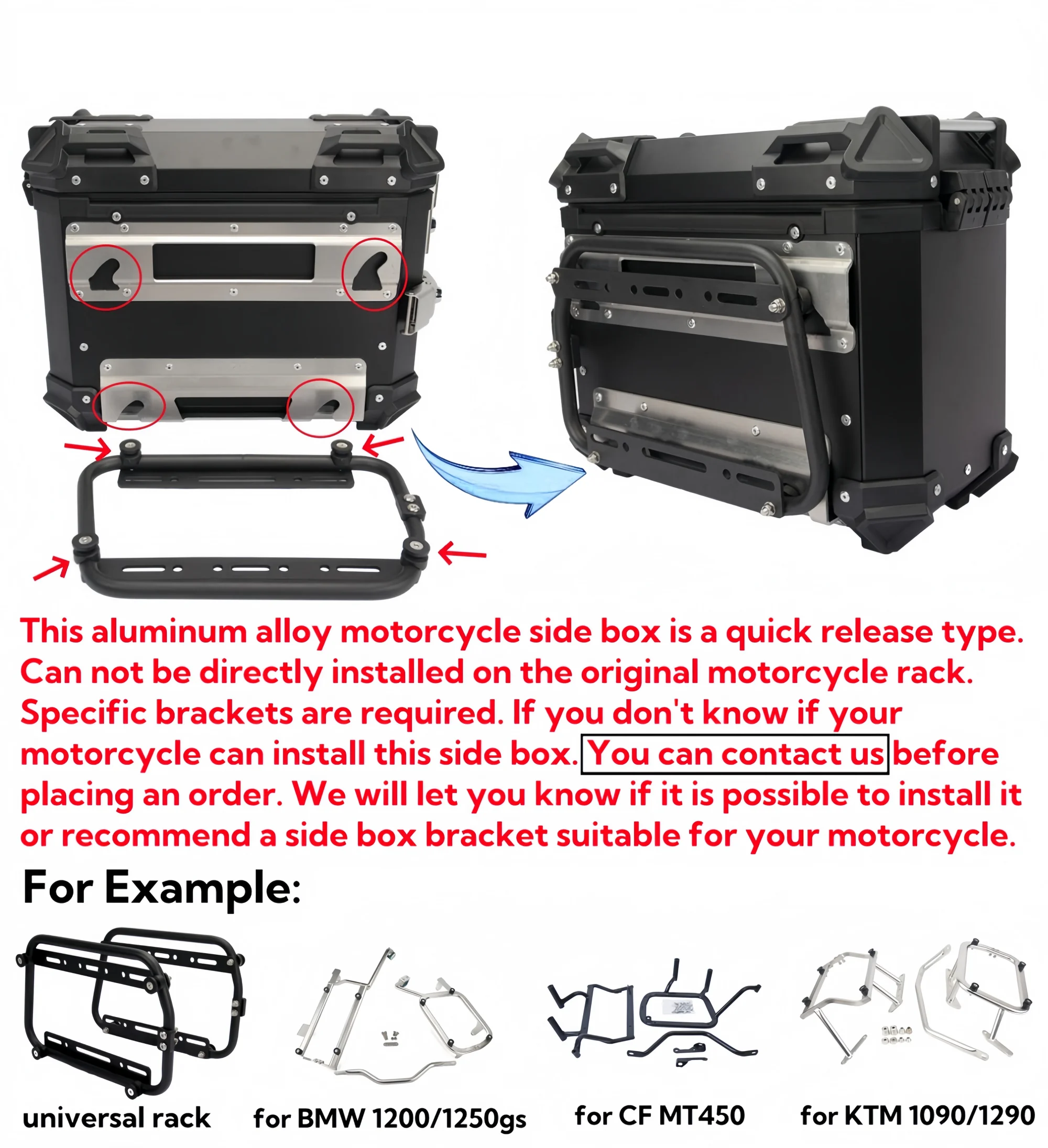 2 Stück Motorrad-Seitenkoffer 38L Aluminium Moto Satteltasche Seitengepäckkoffer Schnellverschluss Wasserdichte Werkzeugbox mit PU-Leder-Futter – Detail 4
