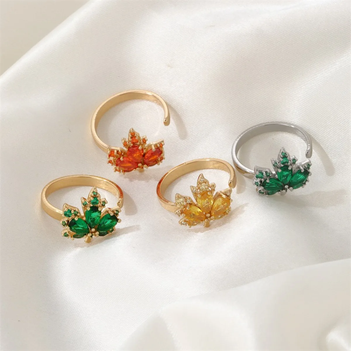 A Maple Leaf Copper Open Ring, Fashionable And Simple Ins Series Suitable For Girls To Wear Daily And At Parties
