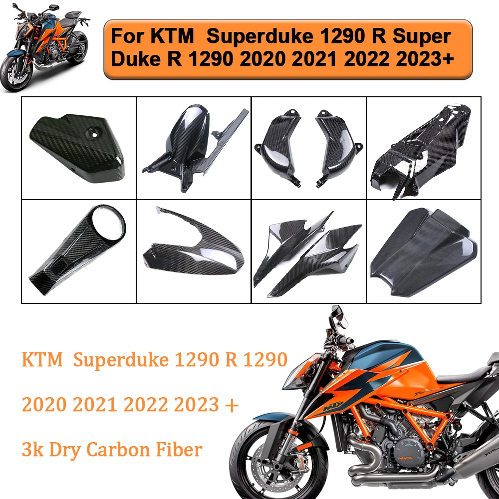 

Для KTM Super Duke R 1290 2020 2021 2022 2023 + модифицированное углеродное волокно Sur Ron, защита цепи, нижнее сиденье, аксессуары для бака