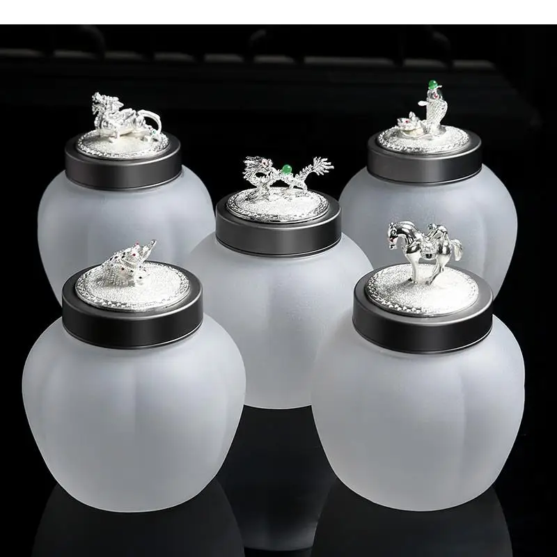 

Полупрозрачная стеклянная банка для чая, крышка для животных, декоративные герметичные банки, утолщенная коробка, органайзер для домашнего хранения