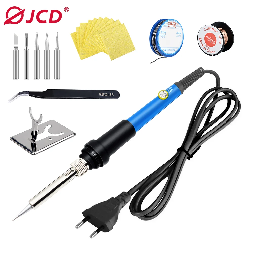 JCD elektryczna lutownica regulowana temperatura 220V 110V 60W 80W spawanie lutownica stacja lutownicza końcówki do ołówka termicznego narzędzia do naprawy