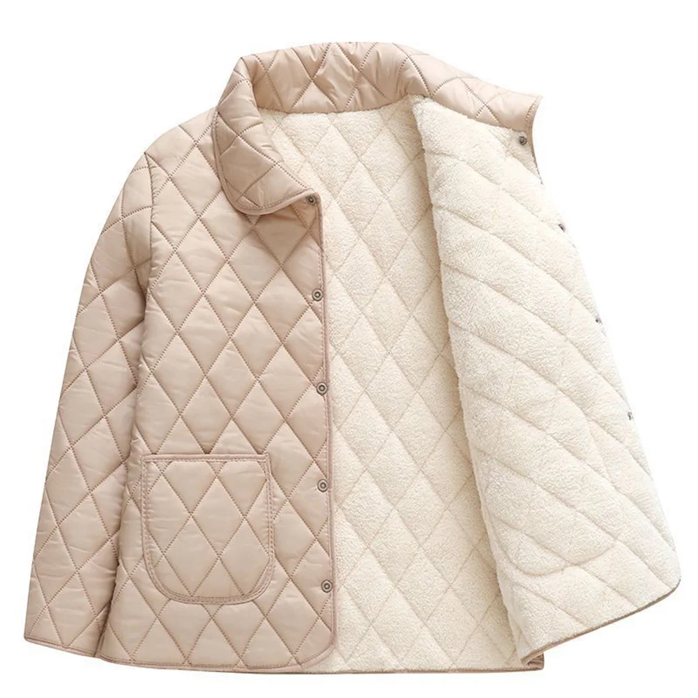 Veste d'hiver en velours pour femmes, grande taille, avec poches à revers, manteau à manches longues, couleur unie, coupe ample pour les vacances, usage quotidien