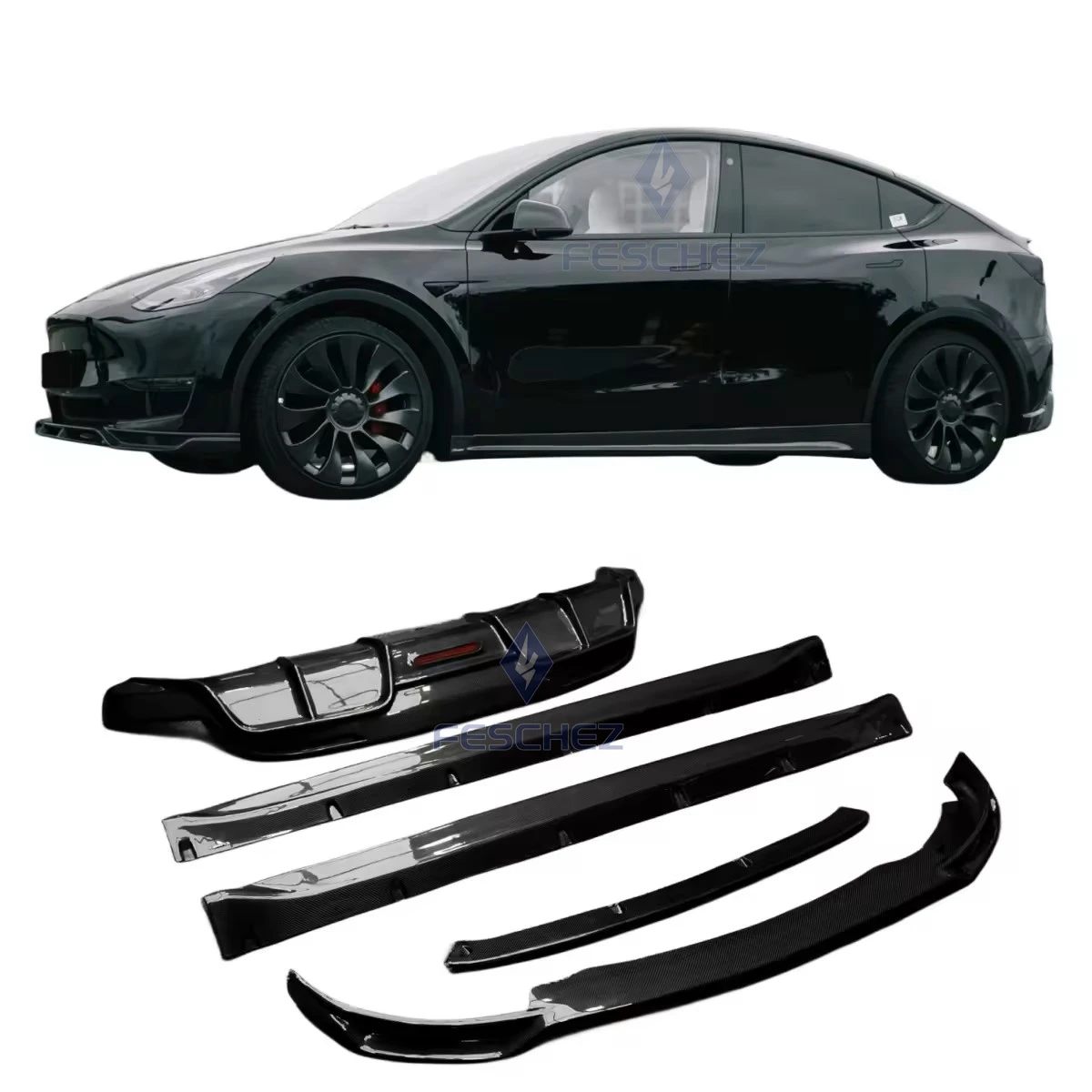 

CMST STYLE CARBON FIBER AUTO BODY KIT PARTS FRONT BUMPER LIP REAR LIP SPOILER SIDE SKIRT FOR MODEL Y 2019