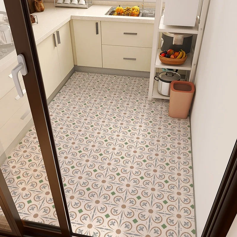Kitchen Carpet Waterproof Floor Mat Pvc Leather Carpets Large Size Non-slip Anti-oil Foot Mats Modern Style Home Decoration Rugs