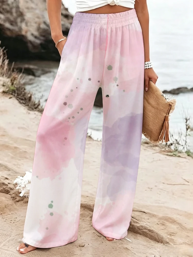 بنطلون نسائي واسع الساق بطبعة - مراجعة Palazzo Pant Wide وسعره