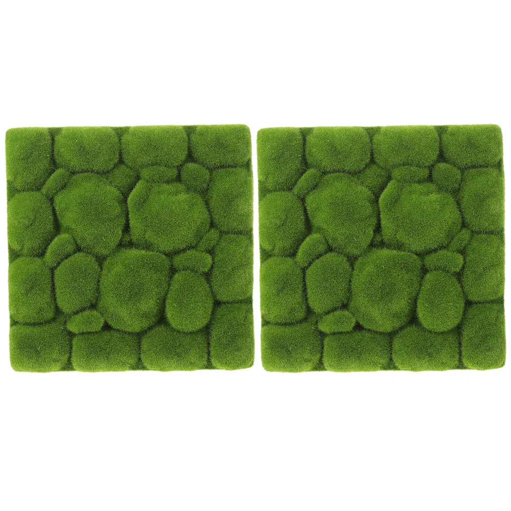 2 Pcs Indoor Plant Wall Decor Artificial Garden Moss Fake Ornament Accessories Board Green Micro Scene