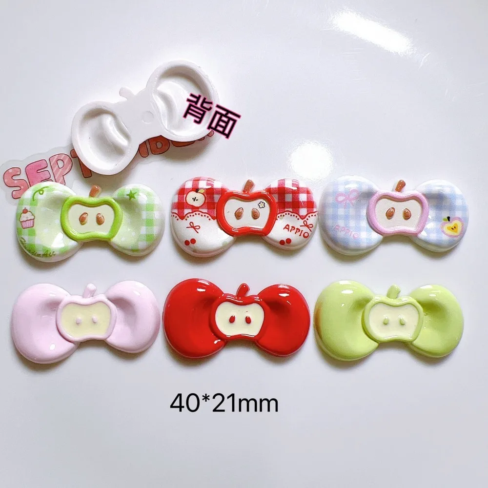 10pcs Mini Kawaii Resin Shining apple fruit Flat Back Cabochons Scrapbook Diy  Party Hairpin Accessories Home Decoration Craft