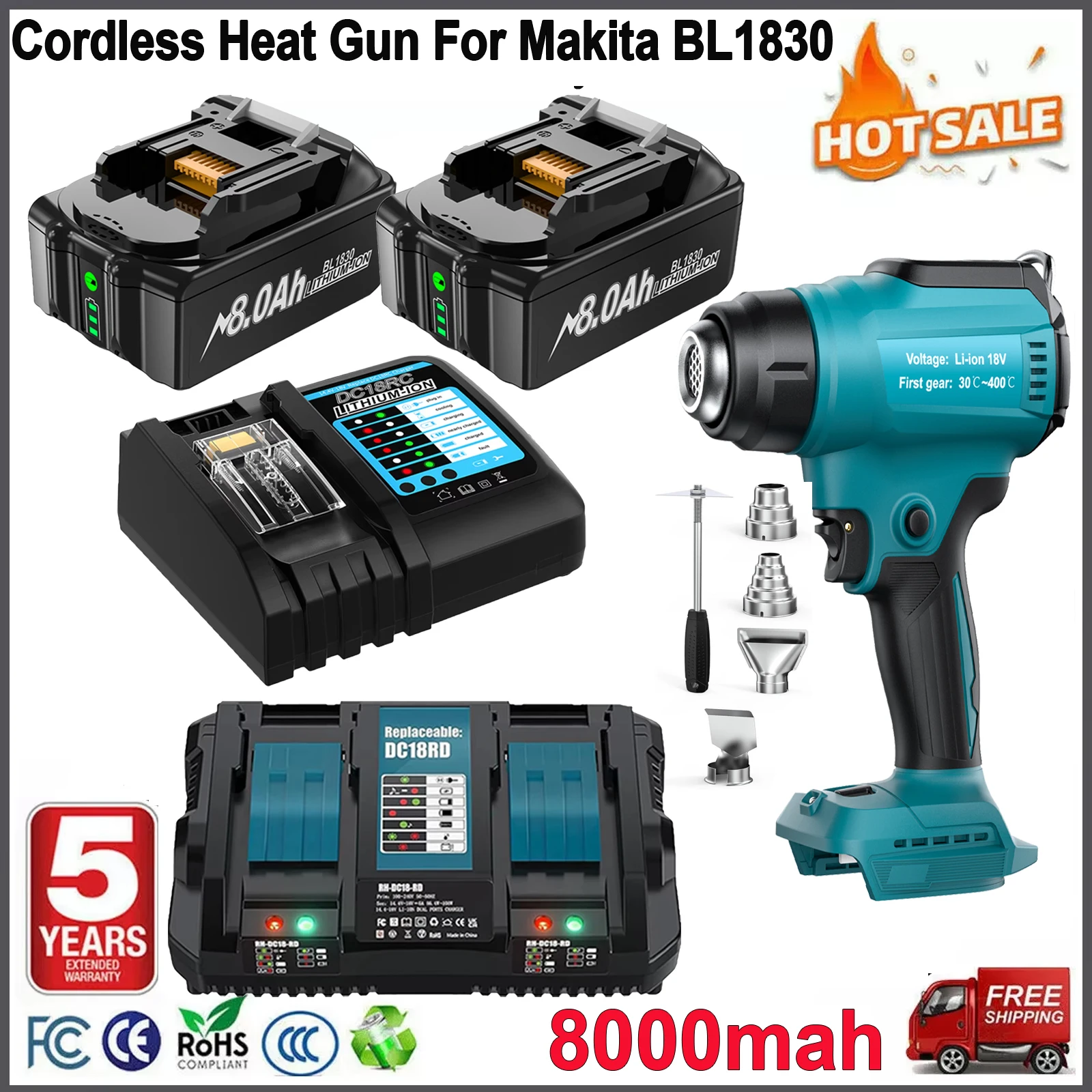 Bonacell 480W 18V Max 720 ℃   Kabelloses Heizgerät für Elektronik-Reparaturwerkzeuge für Makita 18V Akku, Heiz- und Schrumpfgerät für Handy-Reparatur, tragbare Heißluftpistole