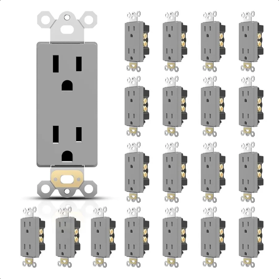 

15Amp Decorator Wall Receptacles Standard Electrical Power Receptacle for Commercial and Residential NonTamper Resistant NEMA 5