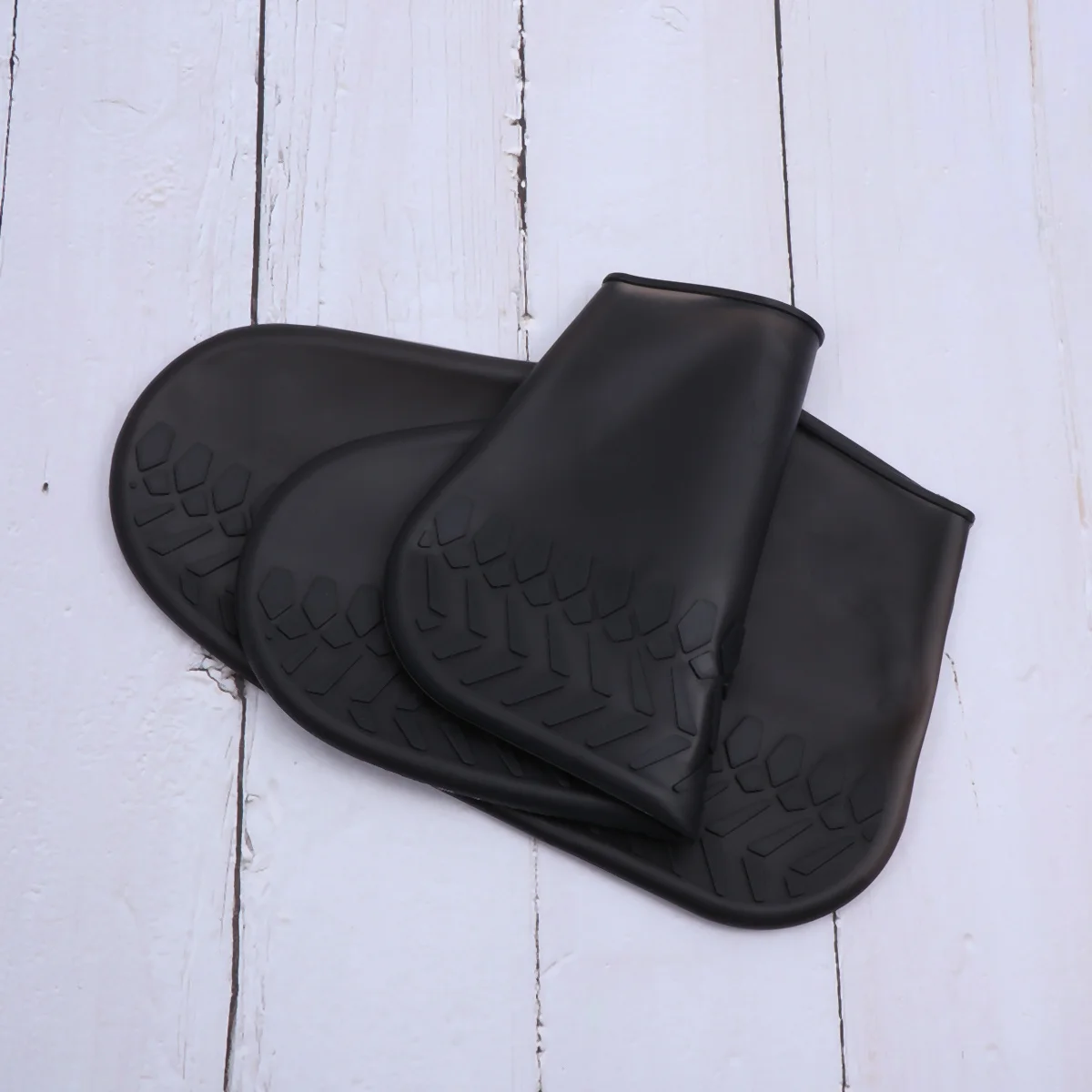 

1Pair Waterproof Shoes Cover Black Size Unisex Rain Shoe Protector Non Slip Dustproof Elastic Drawstring Rain Shoes
