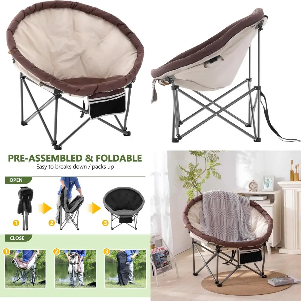 Heavy-Duty Oversized Folding Chair for Adults - 350 lb Capacity, Padded, Portable, Large Cozy Seat