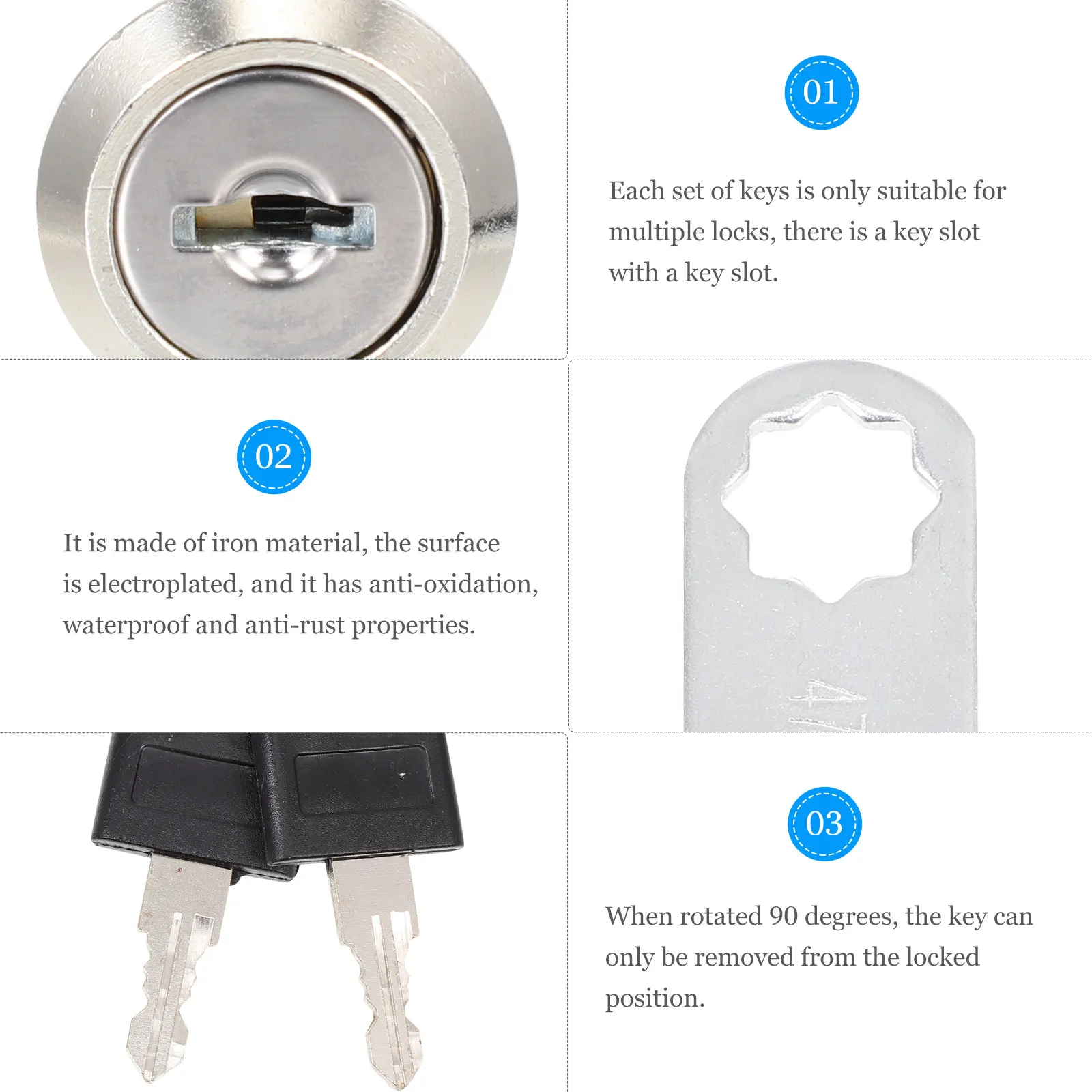 4Sets Premium Cabinet Locks with Keys Cylinder Cam Lock 16Mm for Fridge Mailbox Display Box Letter Box Storage Door Rv Latch