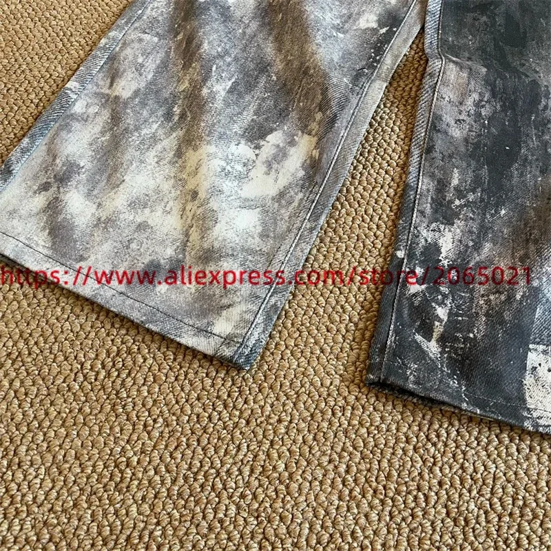 Loose 3D Printed Digital Camouflage Splatter Ink Denim Pants Jeans Men Women 1:1 Best Quality Joggers Trousers