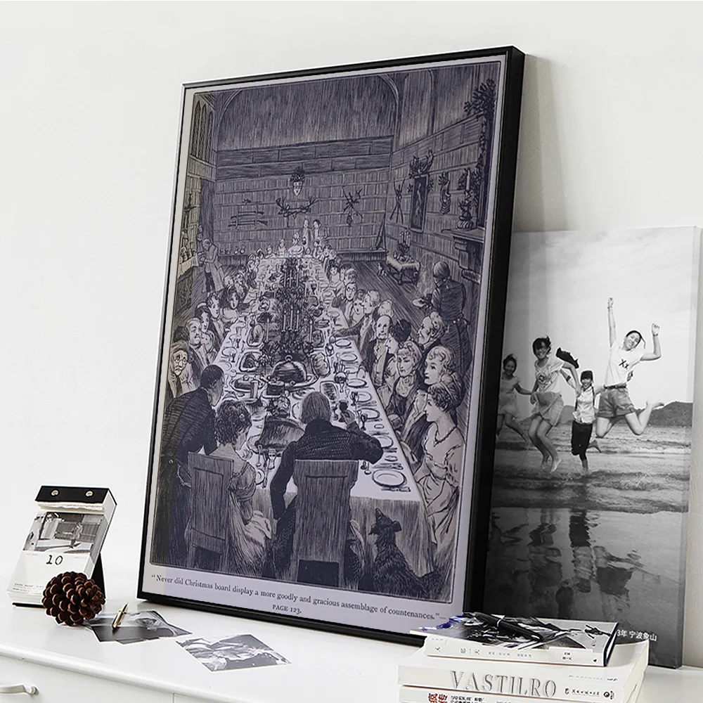 عيد مأدبة خمر أسود أبيض الفن طباعة ملصق تجميع العدات قماش اللوحة ديكور جدار الصورة