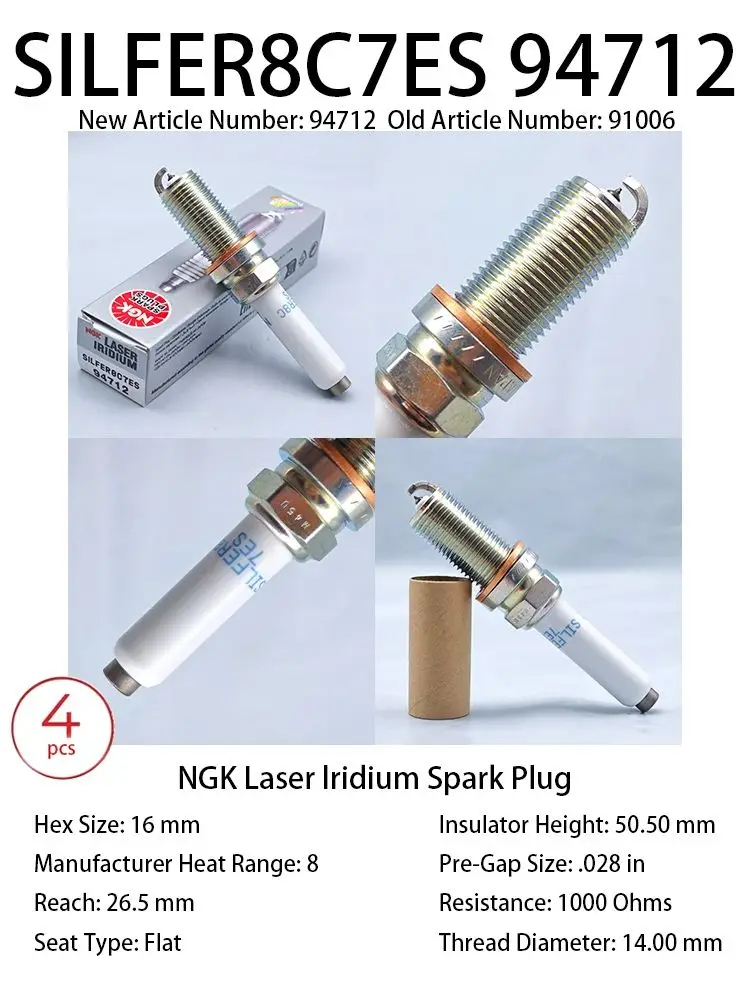 Original NGK Iridium Spark Plug SILFER8C7ES 94712 Suitable For
