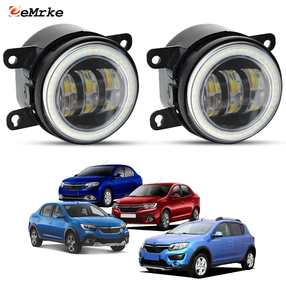 

2Pcs Led Fog Lights 40/50W White Yellow For Renault Logan Sandero MCV Stepway L90 LS B52 L52 Upgrade Angel Eye DRL Driving Lamp