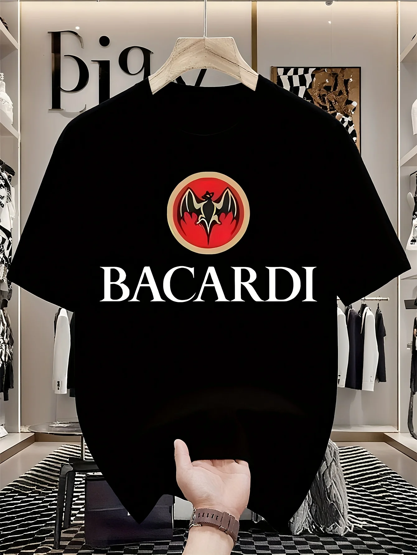 Мужская футболка с логотипом Bacardi, повседневная футболка с круглым вырезом из 100% хлопка, легкая эластичность, всесезонная трикотажная ткань, топ обычного кроя с принтом Мужская футболка с логотипом Bacardi, повседневная футболка с круглым вырезом из 100% хлопка, легкая эластичность, всесезонная трикотажная ткань, топ обычного кроя с принтом