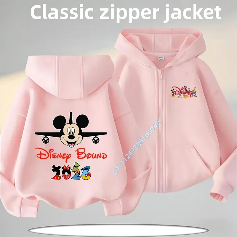2026 Family Favorite: Disney's Beloved Mickey & Minnie Cartoon Zip Hooded Sweatshirts for Children, Perfect Gift for Boys &Girls